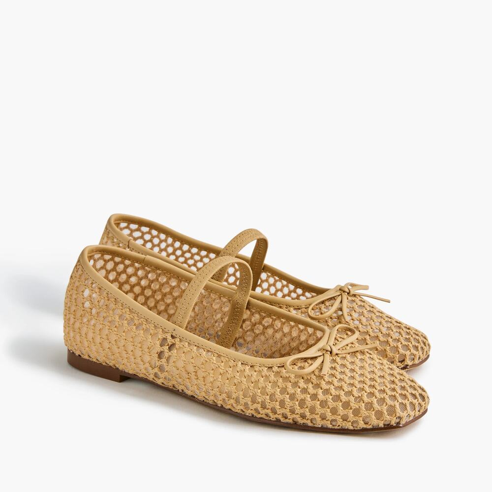 J.Crew Factory Woven Square Toe Ballet Flats Natural Raffia Size 7.5 NWOT